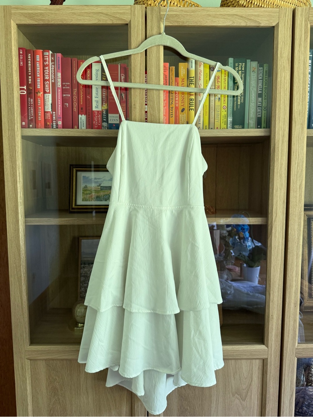 BRIDAL White Tiered Spaghetti-Strap Dress